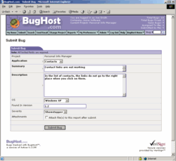 BugHost Bug Tracking System screenshot