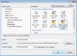 VSTO Support for Delphi Prism Wizar screenshot