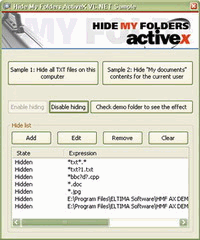 Hide My Folders ActiveX screenshot